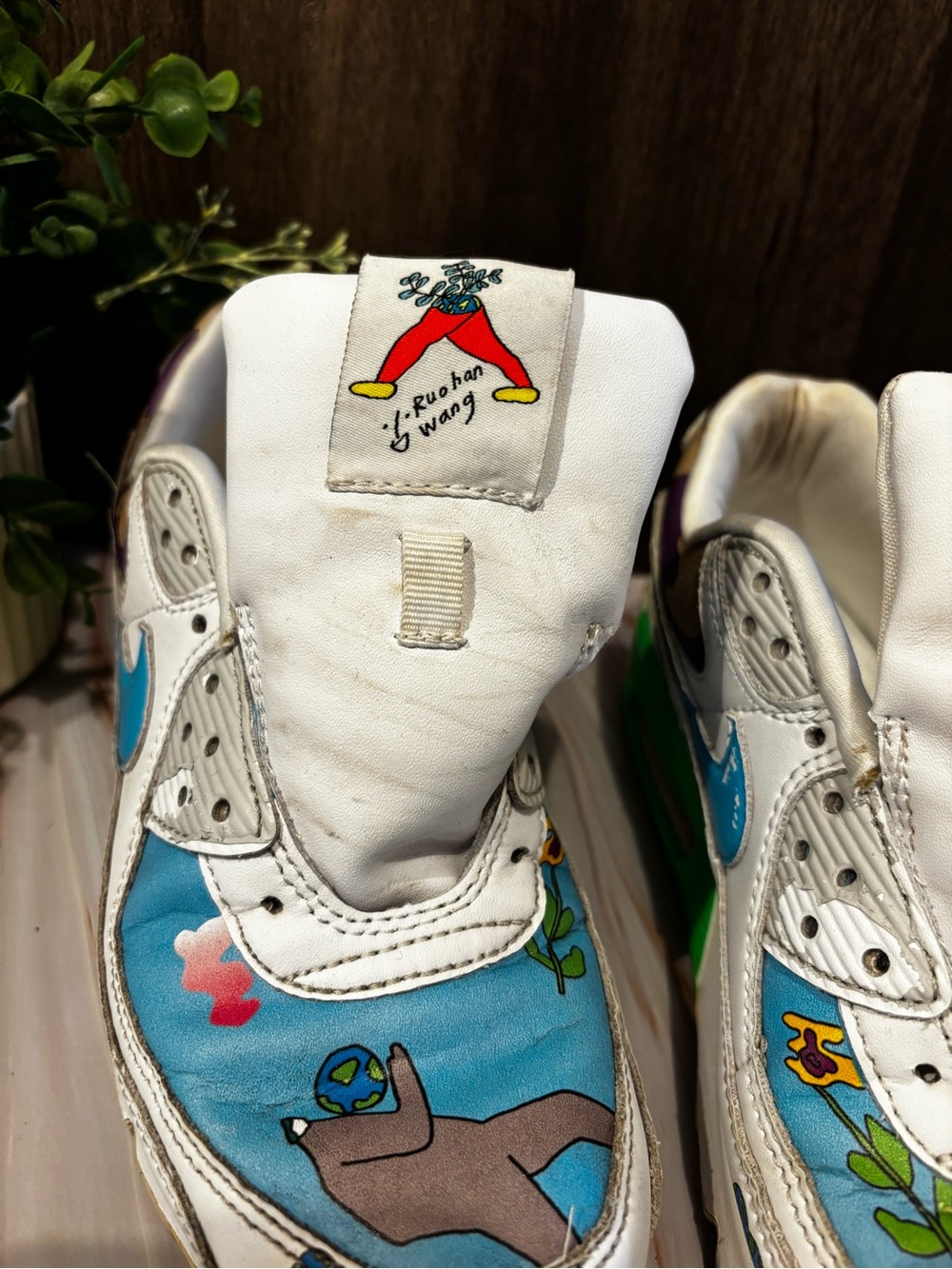Nike White Teal Purple Green Graphic Low-Top Flats - Picture 2 of 16